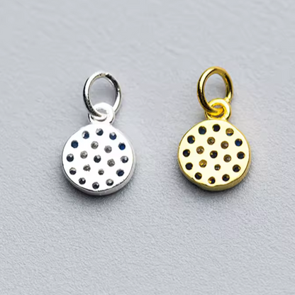 View of the sterling silver-gold plated evil eye pendant