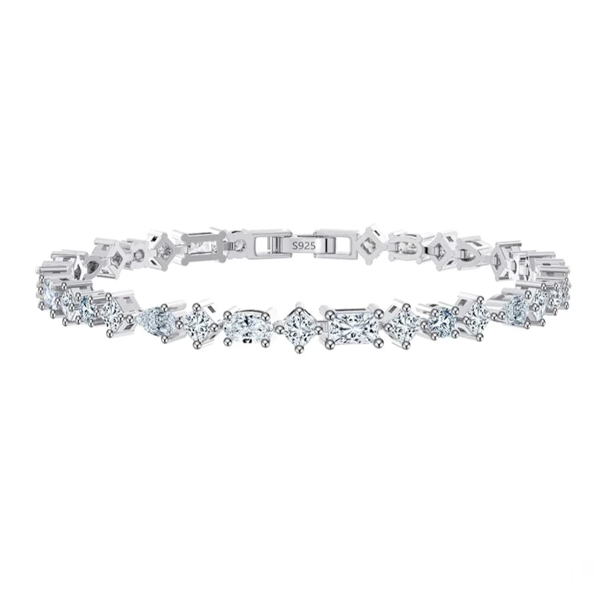 Sterling Silver & Gold Tennis Bracelet – Zircon Stone