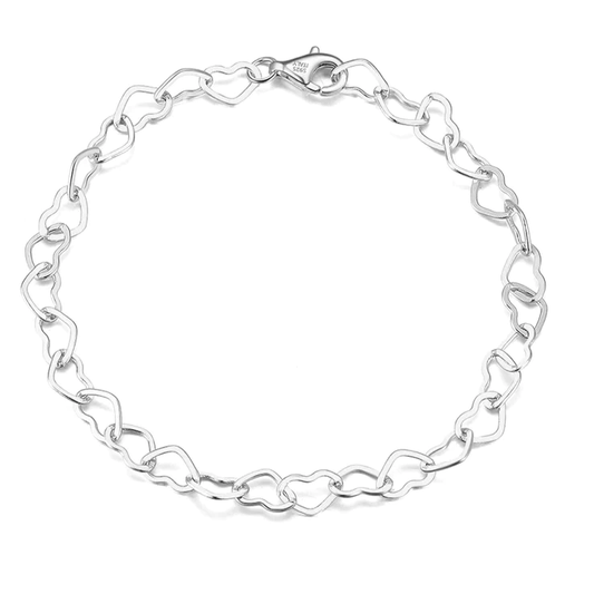 romantic sterling silver bracelet with heart links