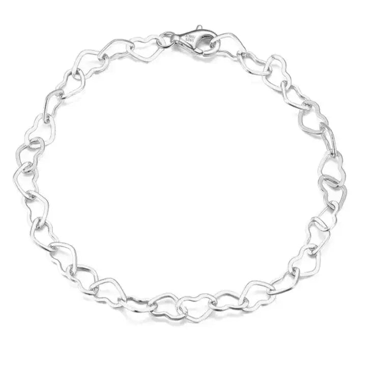 sterling silver heart link chain bracelet — Elegantia jewellery