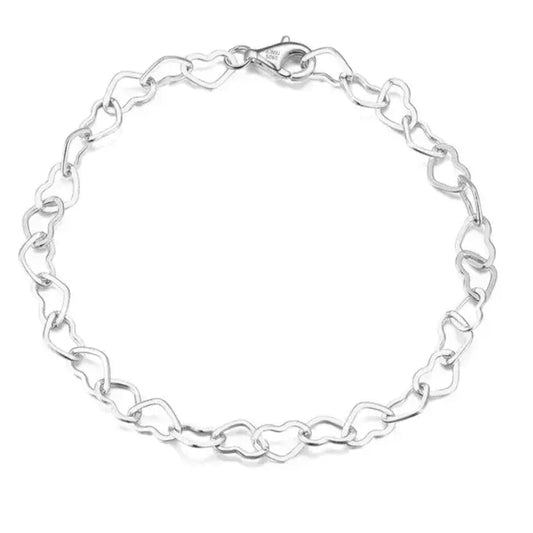 sterling silver heart link chain bracelet — Elegantia jewellery