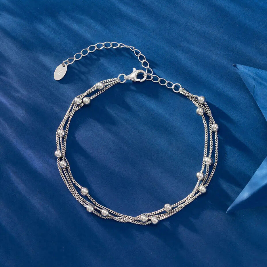 Fashion sterling silver bracelet triple layer satellite design