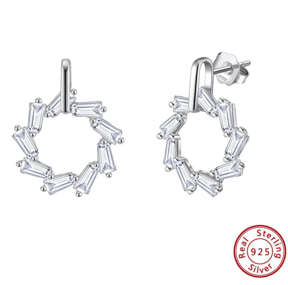 elegant silver drop earrings lifestyle shot