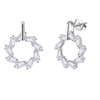 square cz drop earrings sterling silver elegantia