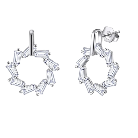 square cz drop earrings sterling silver elegantia