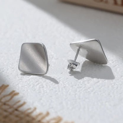 925 sterling silver matte finish square stud earrings elegant minimalist