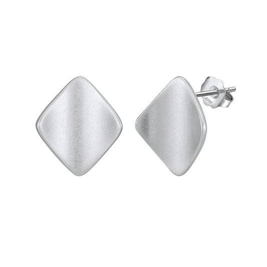 women’s sterling silver square earrings matte finish