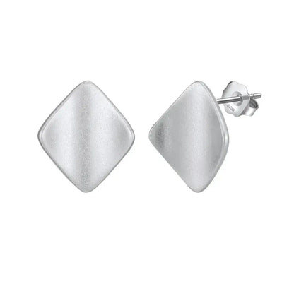 925 sterling silver matte finish square stud earrings elegant minimalista