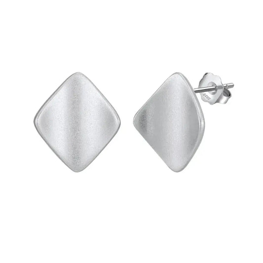 925 sterling silver matte finish square stud earrings elegant minimalista