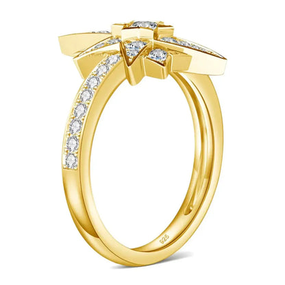 side profile of gold plated sterling silver star ring