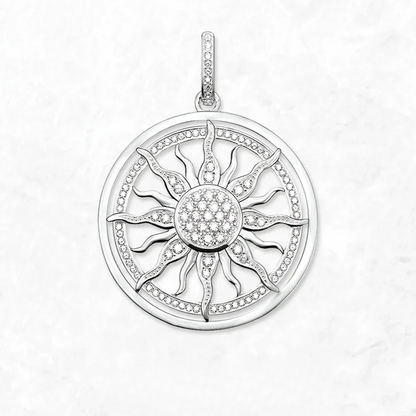 vintage sun pendant 925 silver white zircon jewellery