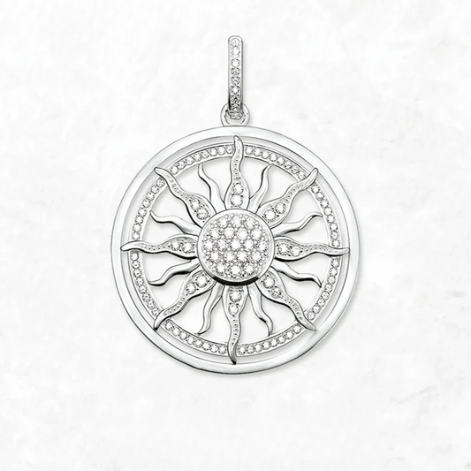 vintage sun pendant 925 silver white zircon jewellery