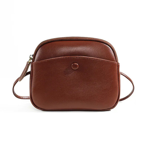 Brown vintage leather mini crossbody bag for daily use