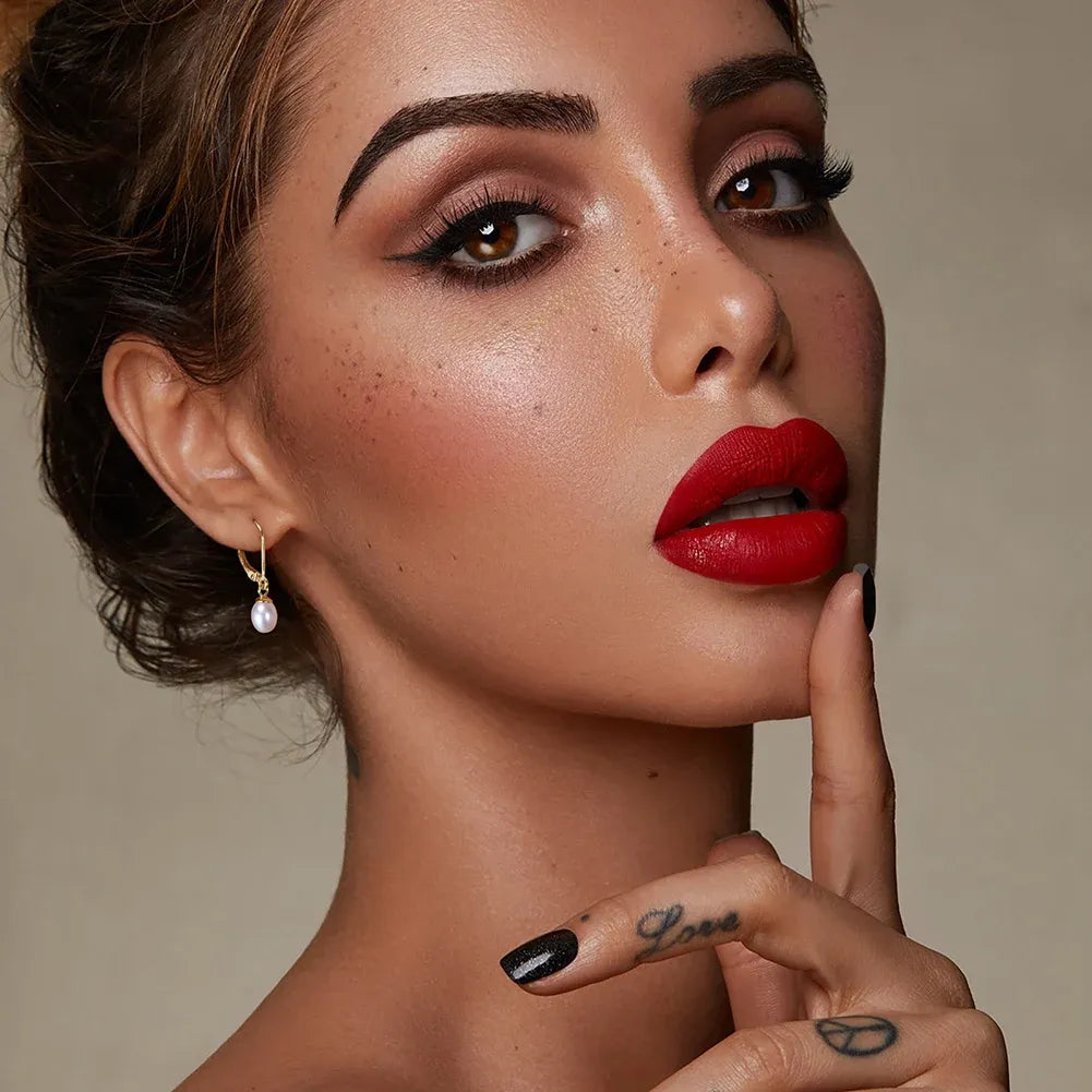 elegantia 18k gold plated white pearl earrings