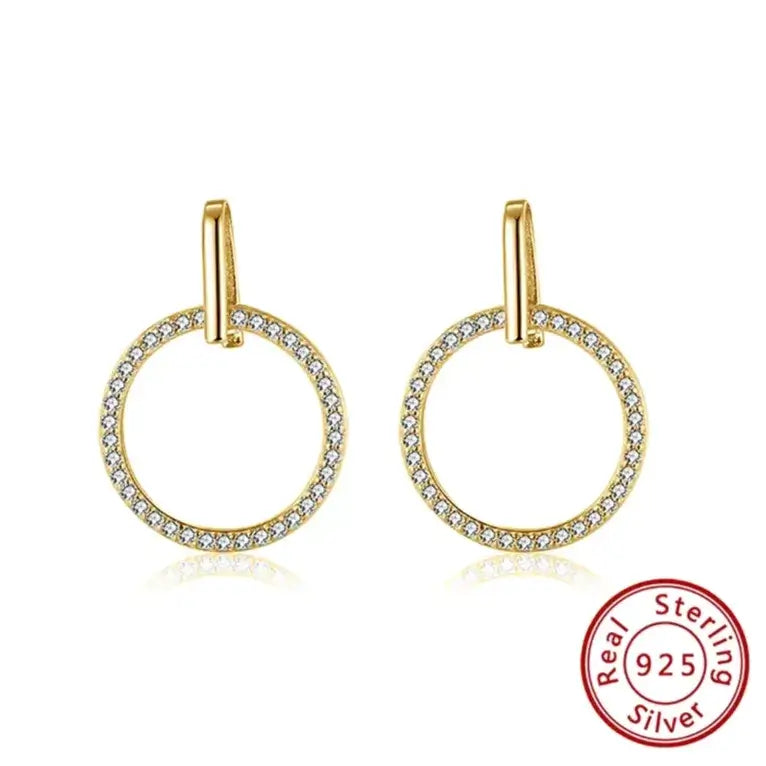 Polished gold plated hoop earrings reflective shine in real sterling silver gold plated