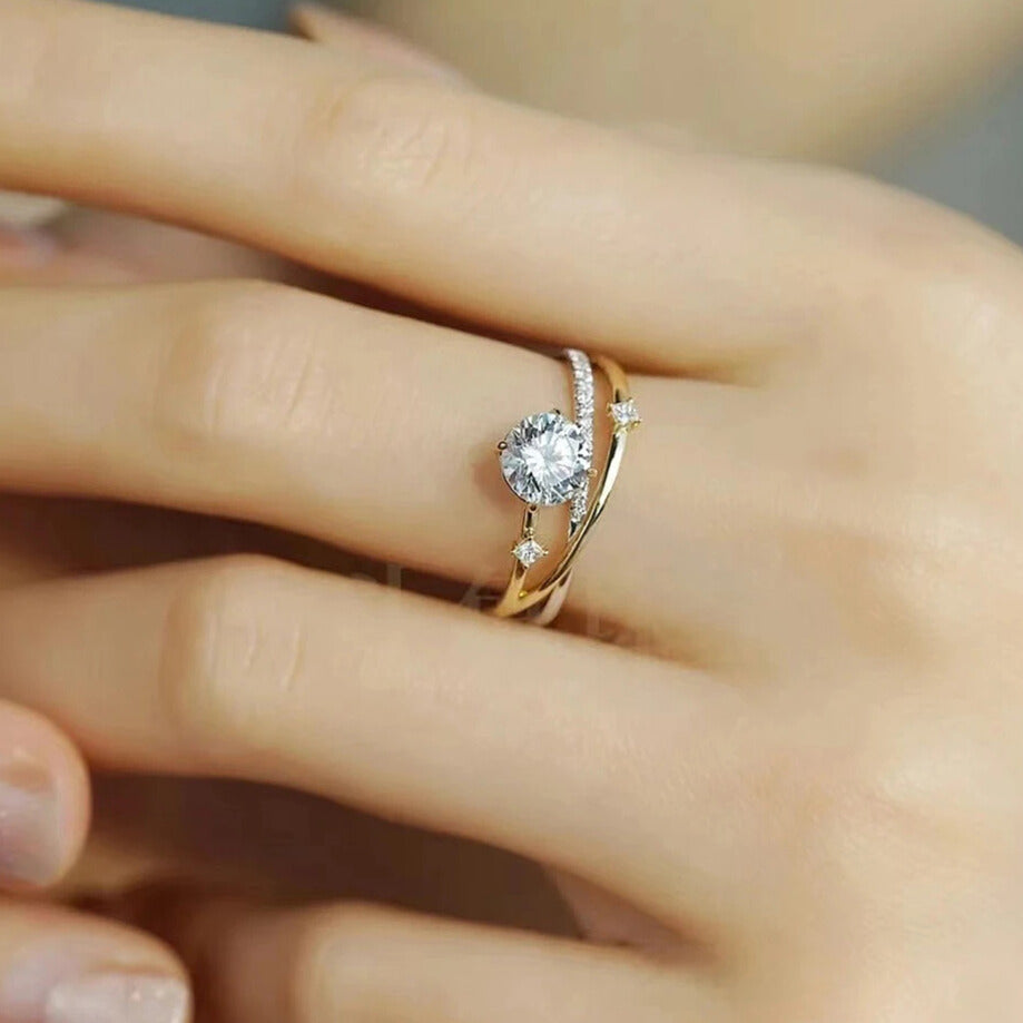 Lightweight durable silver ring with moissanite
