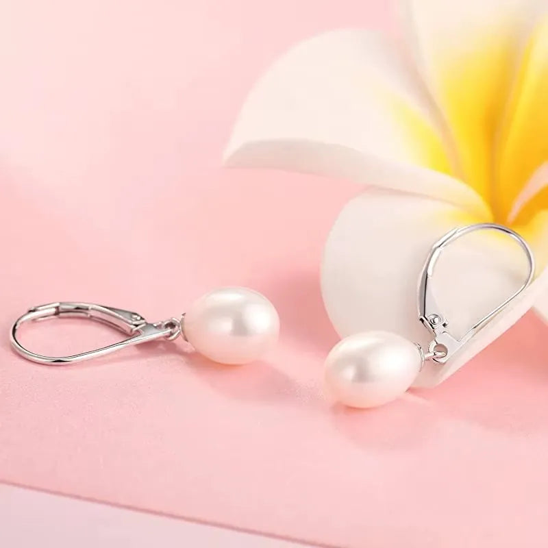 elegantia sterling silver white pearl earrings modern feminine