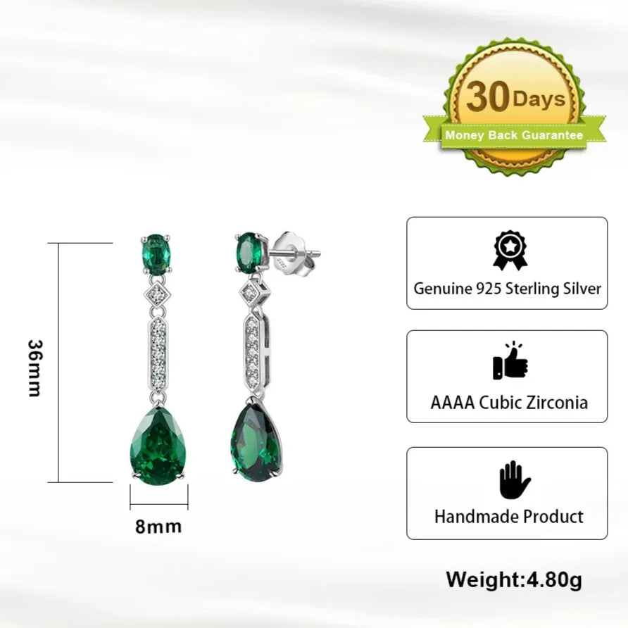 natural emerald green earrings 925 silver detail