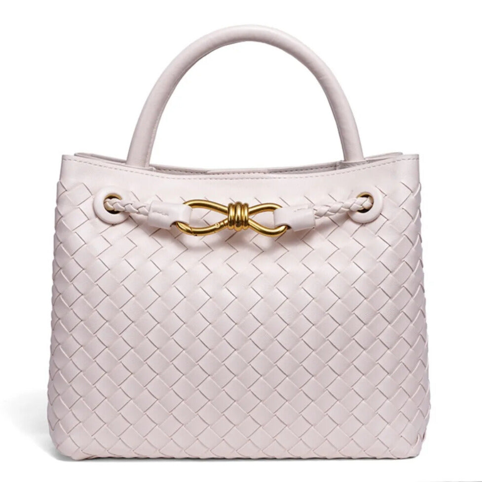 Fashion leather tote bag beige for women – crossbody and shoulder handbag