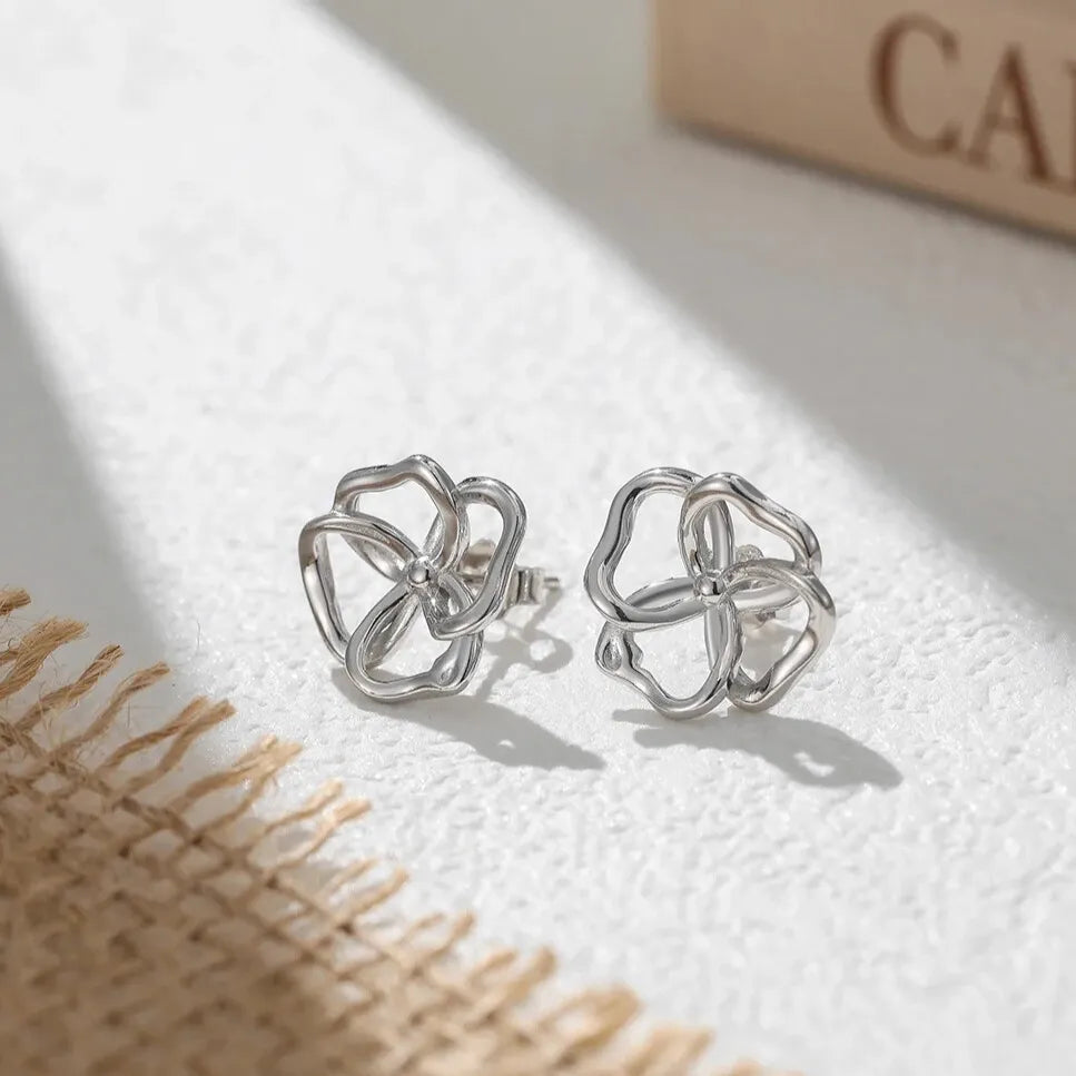 925 sterling silver romantic hollow design earrings