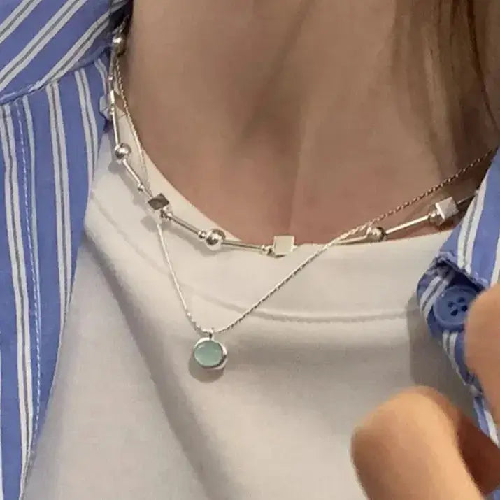 minimalist silver bead choker necklace