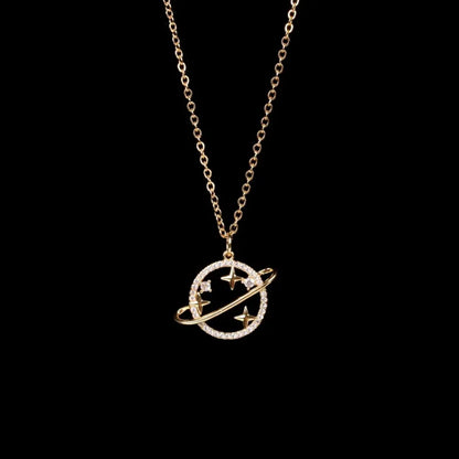 gold star and planet charm pendant polished anti tarnish finish