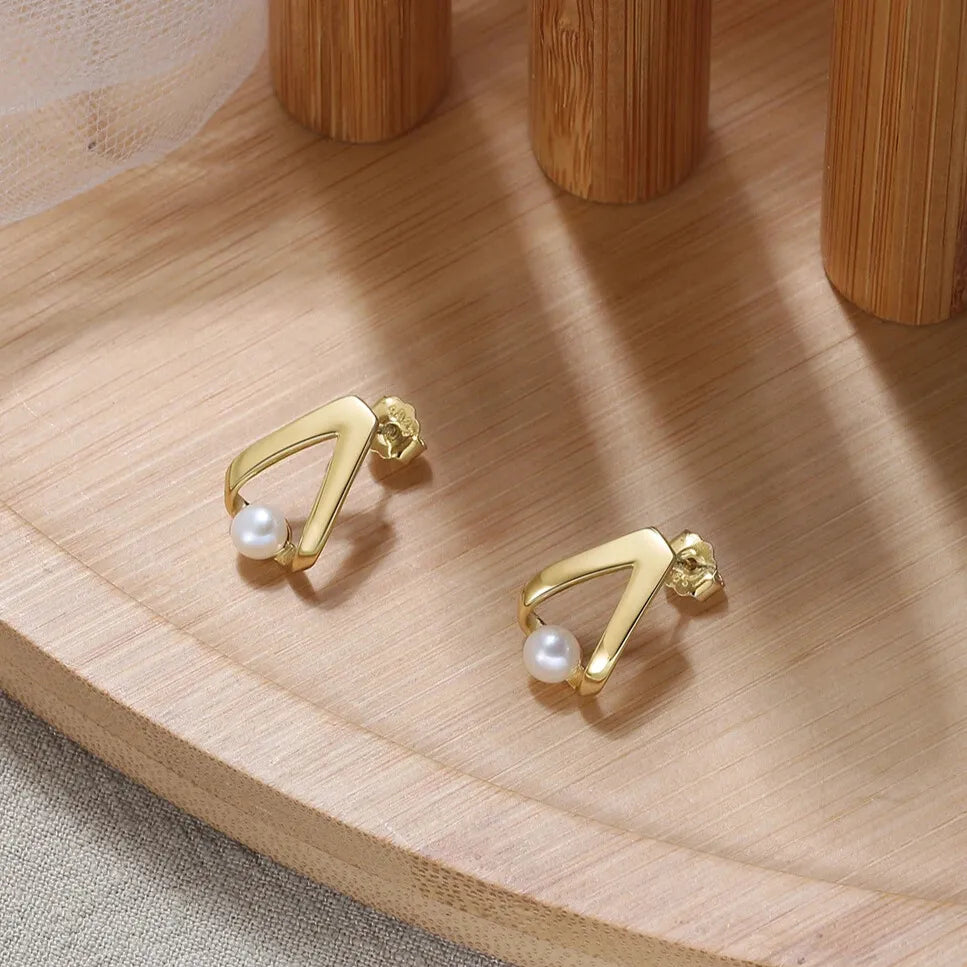 14k gold plated freshwater pearl earrings