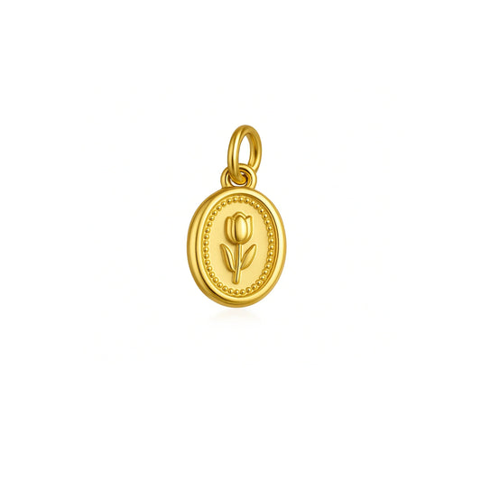 Gold tulip pendant for women necklace