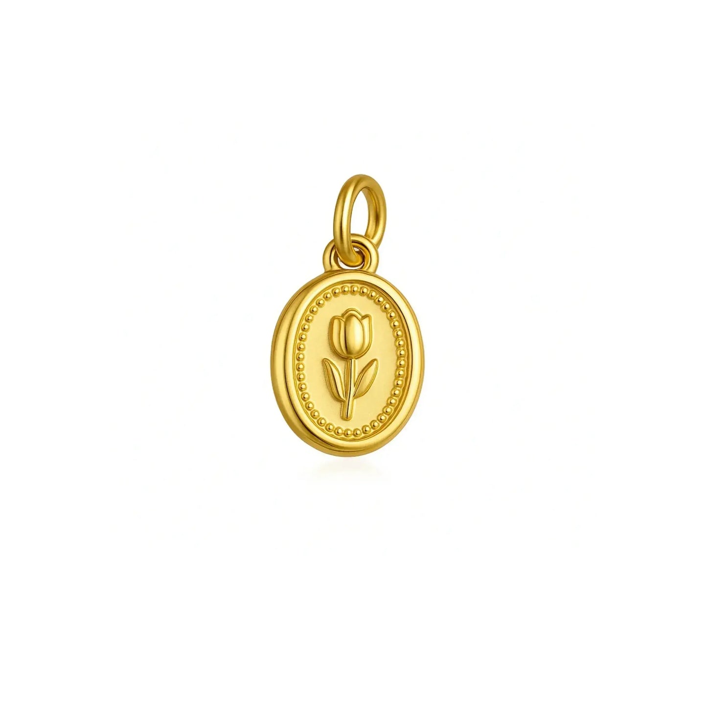 tulip flower pendant gold plated front view