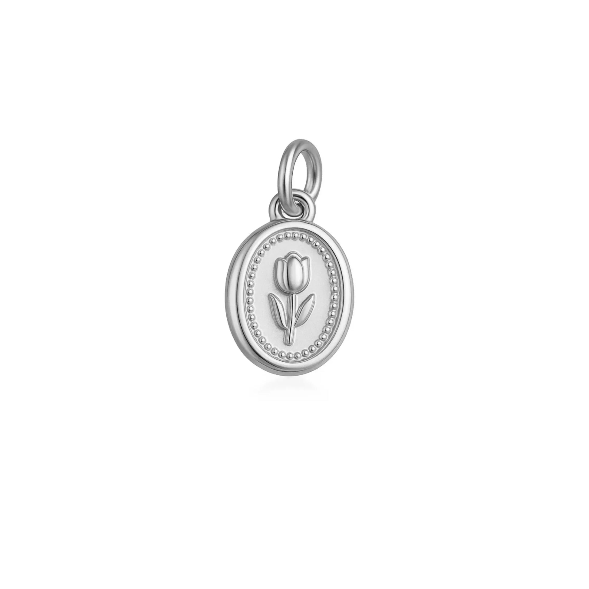 tulip flower pendant 925 silver front view