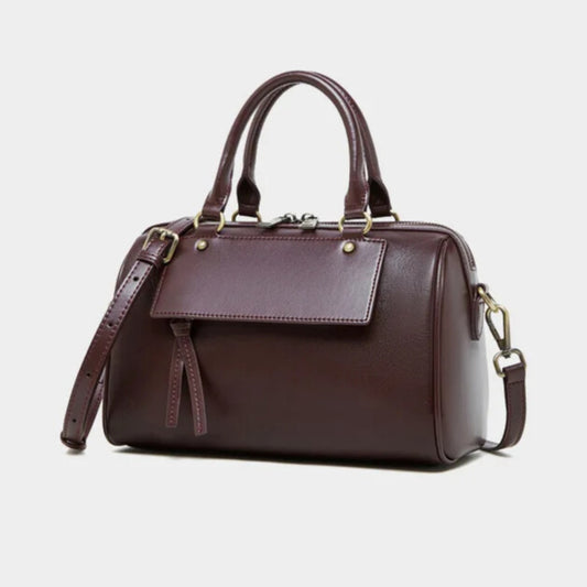 classic women’s wine color leather handbag versatile shoulder and crossbody