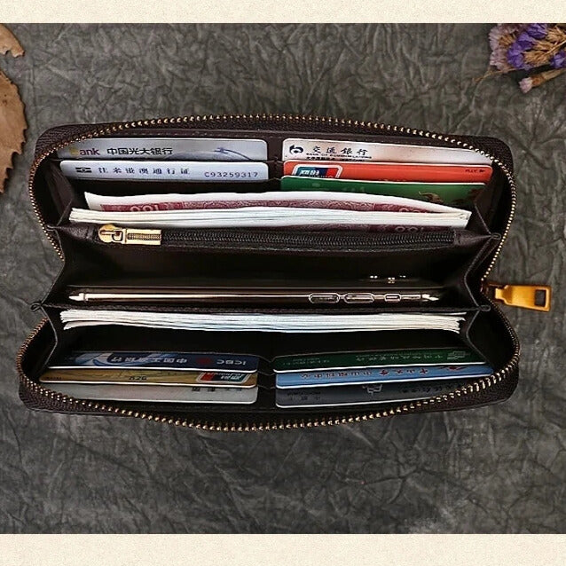 Women’s embossed leather wallet with compartments