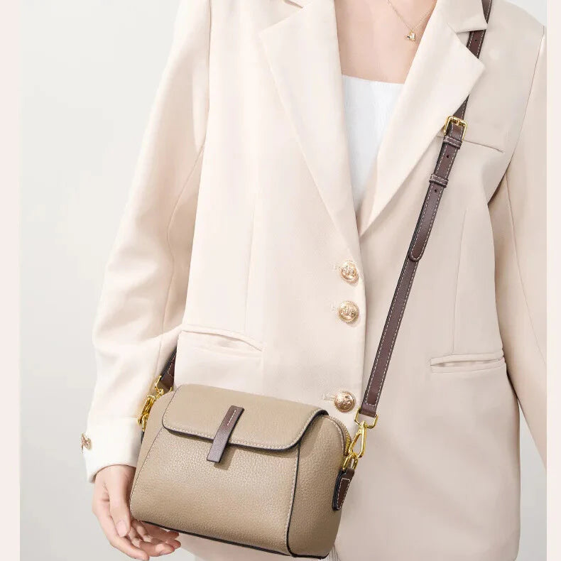quiet luxury khaki leather handbag