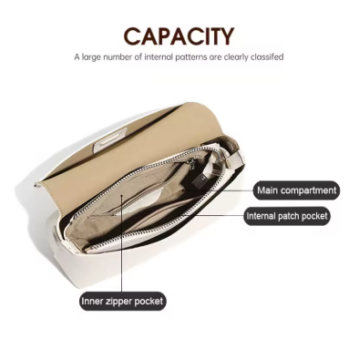 Compact yet organised leather handbag — interior layout