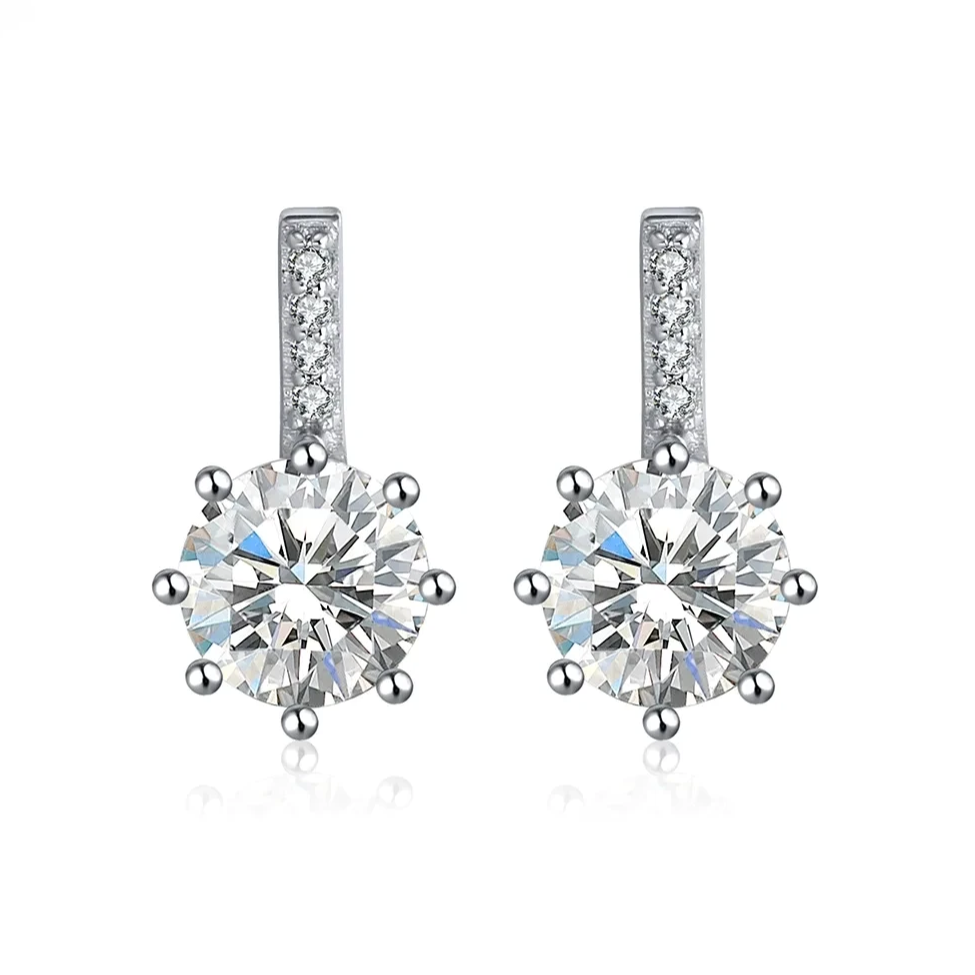 vintage long silver zircon earrings