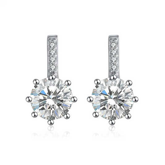 vintage long silver zircon earrings