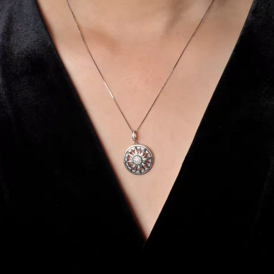 sterling silver charm pendant elegant sun design