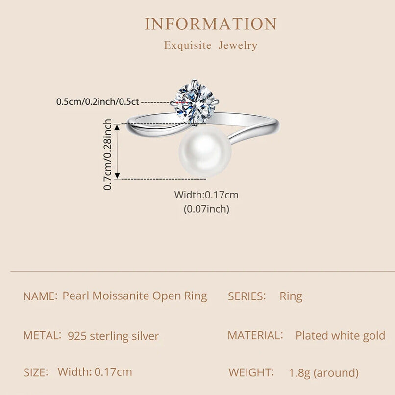 Gift-ready moissanite and freshwater pearl ring for women