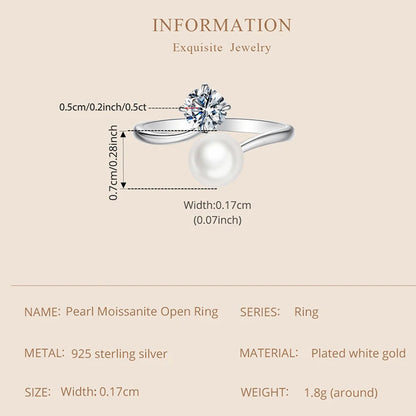 Gift-ready moissanite and freshwater pearl ring for women