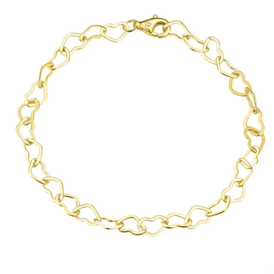 heart link chain bracelet sterling silver gold plated elegantia