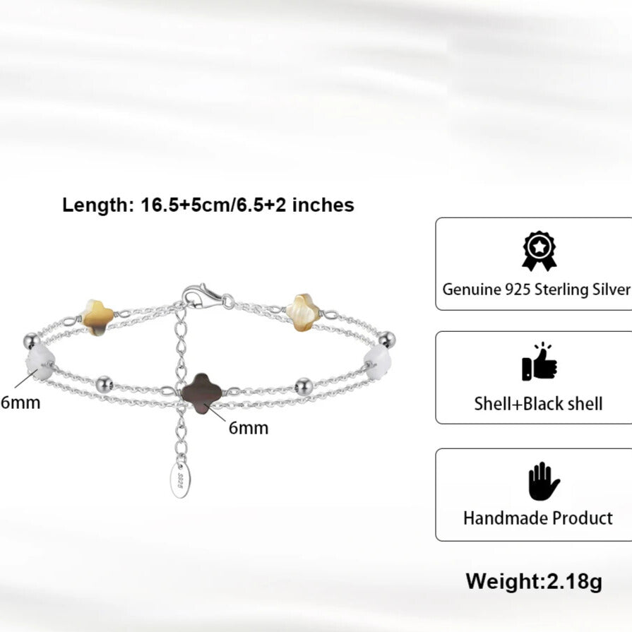 Luxury clover bracelet in silver with mother of pearl symbol of luck