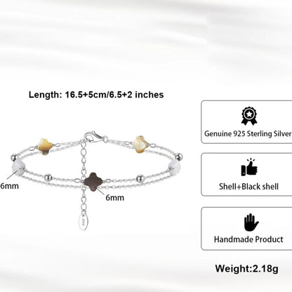 Luxury clover bracelet in silver with mother of pearl symbol of luck
