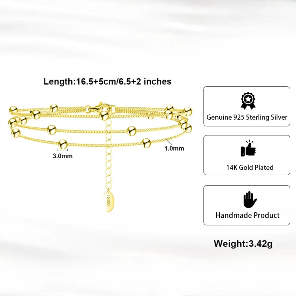 Triple Layer Satellite Chain Bracelet – 925 Sterling Silver - Elegantia