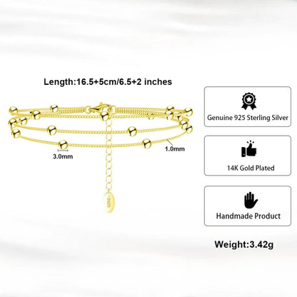 Triple Layer Satellite Chain Bracelet – 925 Sterling Silver - Elegantia
