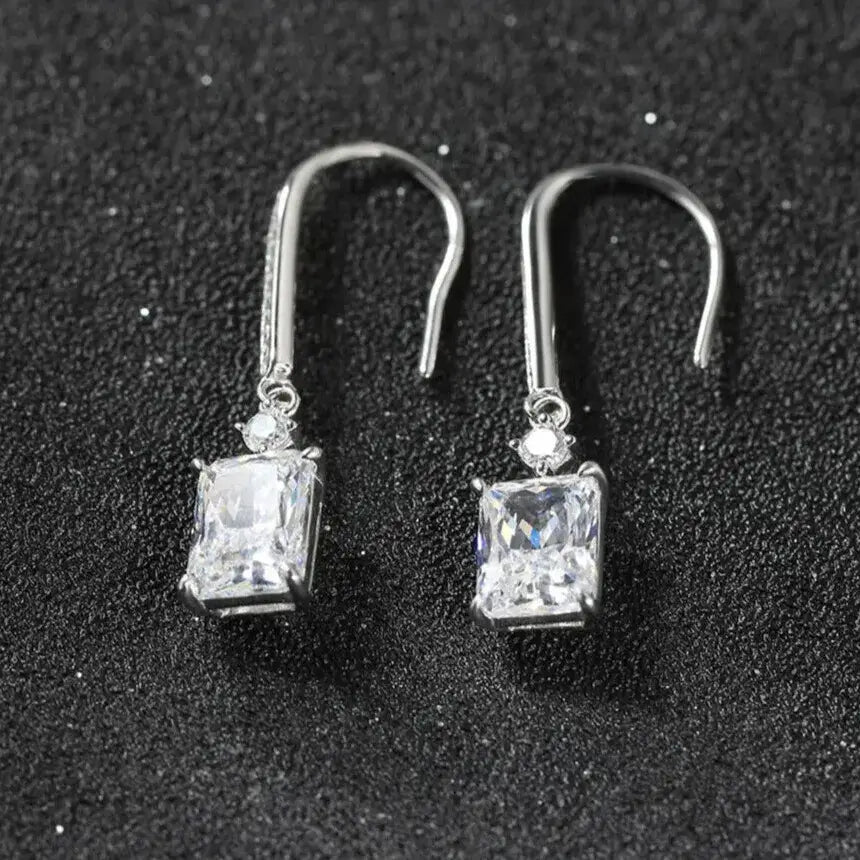 women’s silver drop earrings with brilliant cubic zirconia