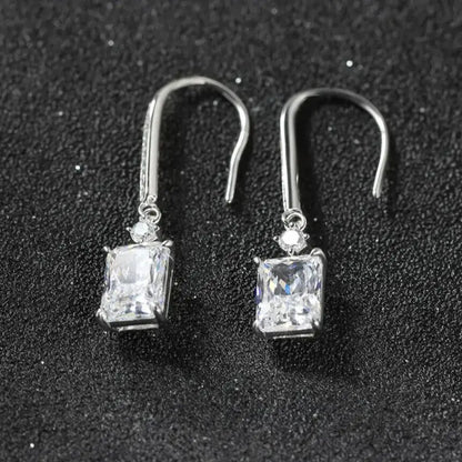 women’s silver drop earrings with brilliant cubic zirconia