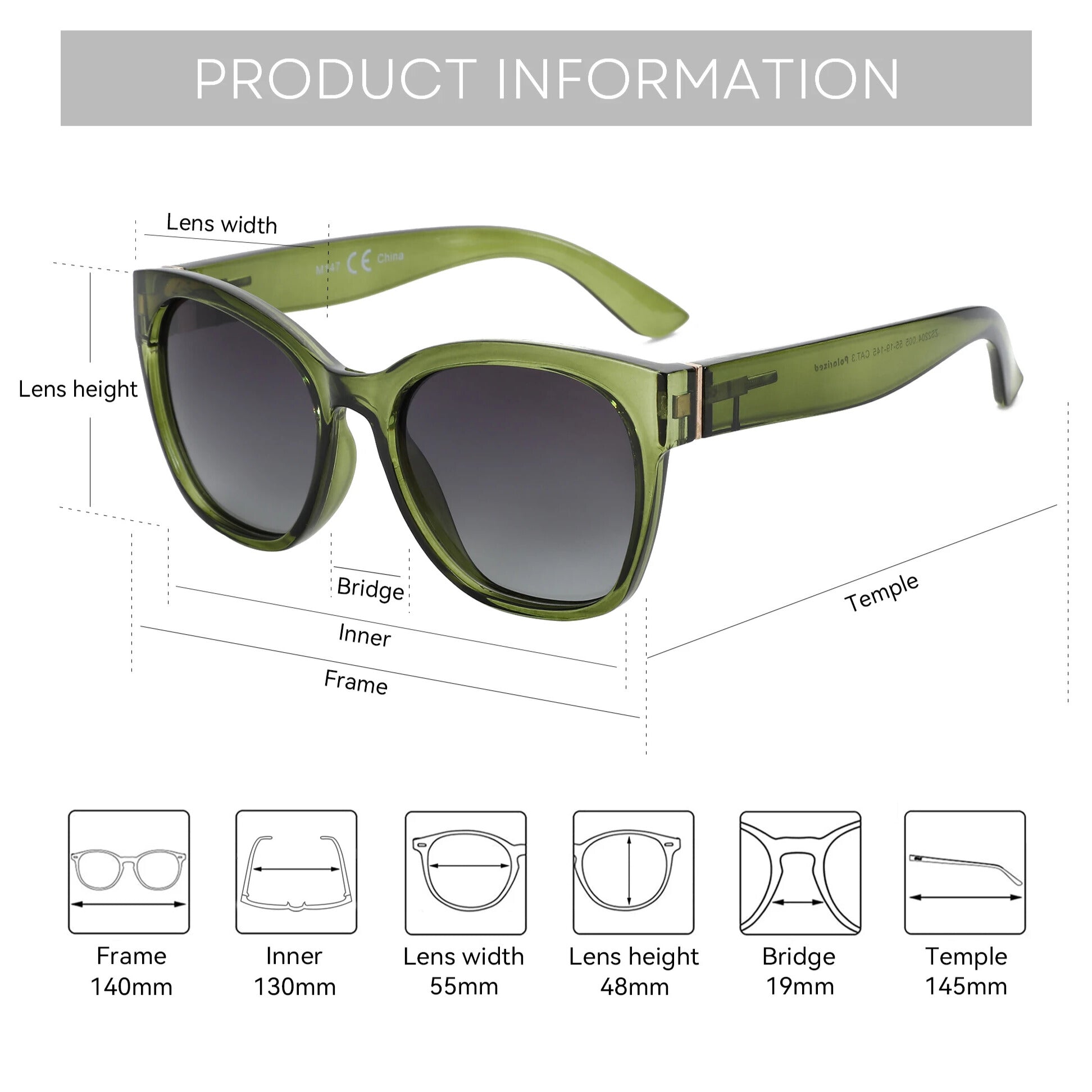 prduct information butterfly frame sunglasses