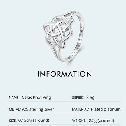 Side view of Celtic knot ring with smooth inner band