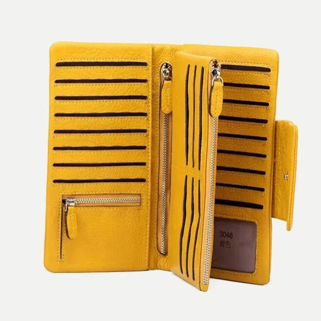 elegant large-capacity leather wallet for women open interior layout