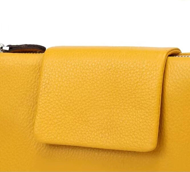 women’s genuine cowhide long purse with card slots and coin pocket detail